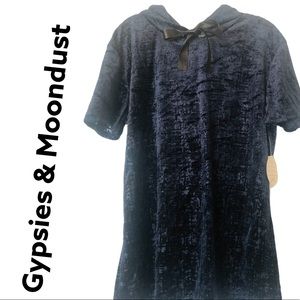 Gypsies & Moondust Navy Velvet Hoodie M NWT